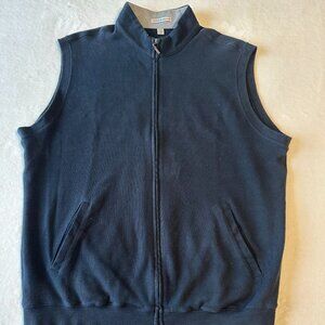 Peter Millar XL Black Full Zip Golf Vest Black Pockets 2 Way Zip